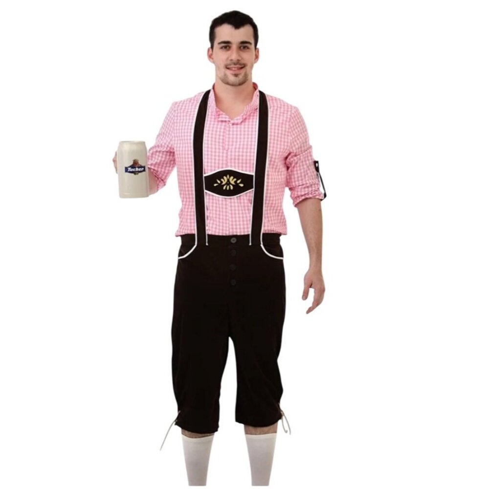 Boo Inc Bavarian Bundhosen Men's Halloween Costume Sz MED Oktoberfest German
